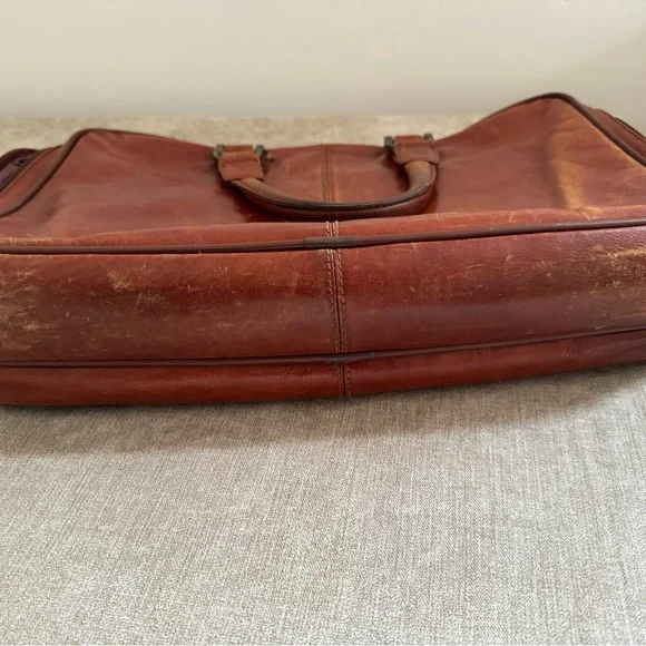 Custom made brown leather laptop bag